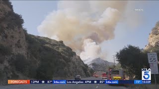 Firefighters battle wildfires around Los Angeles County Saturday