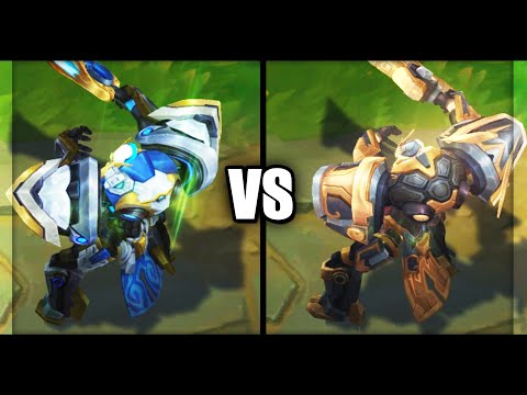Mecha Kingdoms Garen vs Prestige Mecha Kingdoms Garen Skins Comparison (League of Legends)