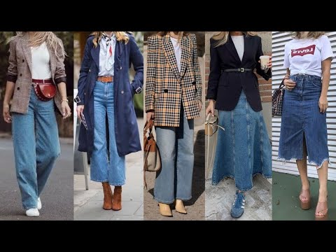 UNA TENDENCIA de MODA 2025/ESTILO DENIM/ Atuendos y combinaciones de ROPA/falda Y pantalón jeans