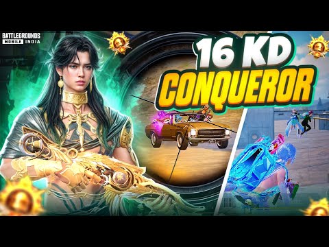 16 KD Fastest Conqueror Player 🔥 | Top 20 Rank in India | 1v4 Clutches in Conqueror Lobby | BGMI