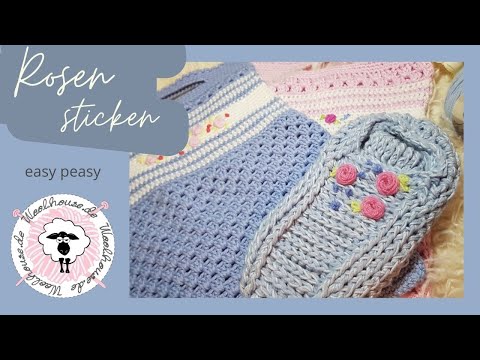 Embroidering flowers on crochet and knitting / easy & beautiful / for beginners