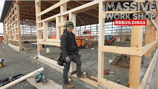 Building a Massive Work Shop: Ep. 11 Framing Windows and Doors Post Frame Style