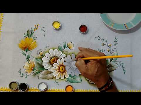 Roberto Ferreira - Vamos Aprender a Pintar Margaridas e Folhas em Tecido, Fácil e Rápido - Parte 2
