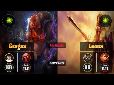 Hoit GRAGAS (Support) [Aftershock] VS LEONA - Challenger KR Patch 11.11