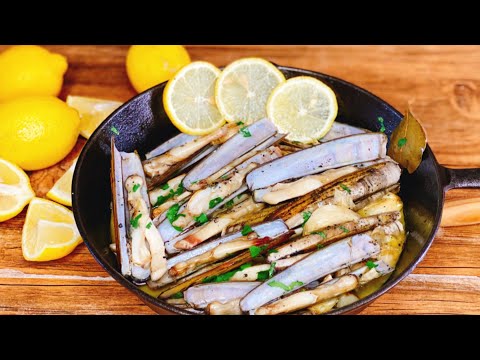 NAVAJAS A LA PLANCHA CON AJO Y VINO BLANCO