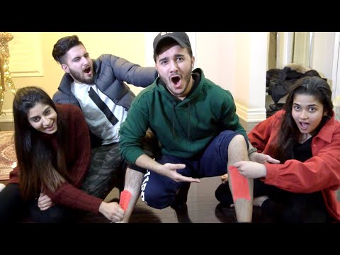 WAXING OUR LEGS CHALLENGE! (PAINFUL)