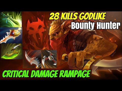 Dota 2 Bounty Hunter Safelane Critical Damage Rampage 28 Kills  7.29d Gameplay