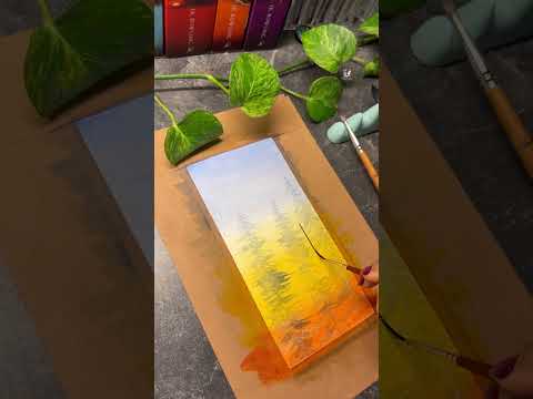 Golden Pine Forest Slow Watercolor Process | Relaxing Art