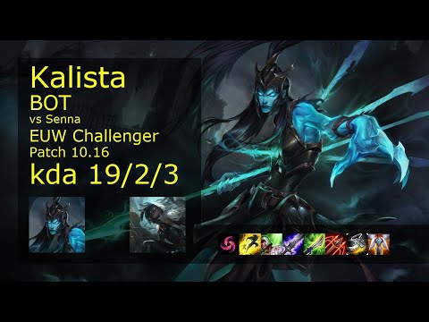 Kalista ADC & Thresh vs Senna & Lux - EUW Challenger 19/2/3 Patch 10.16 Gameplay