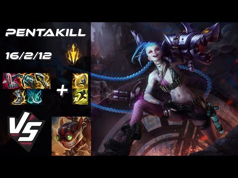 BOTTOM Jinx vs Ziggs [PENTAKILL] - NA Grandmaster Patch 25.18