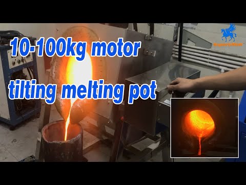 SuperbMelt 10-100kg motor tilting melting furnace Electric melting furnace  start up testing