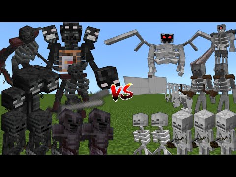 Wither Skeleton army Vs Skeleton army Mobs Battle in Minecraft