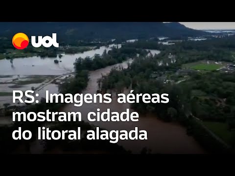 Chuvas no RS: Imagens aéreas mostram cidade do litoral serrano alagada; veja vídeo