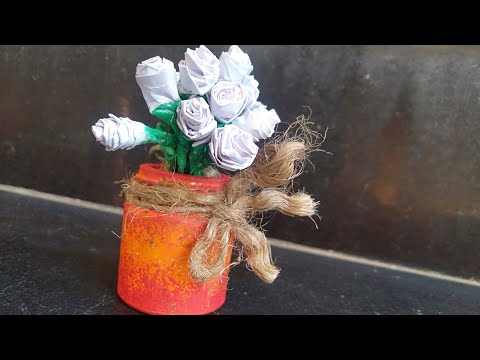 diy mini flower pot|reuse idea withacrylicbottlereuseidea#craft#flowerpot#miniflowerpot#miniflowers