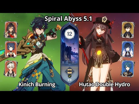 C0 Kinich Burning & C0 Hutao Double Hydro - Spiral Abyss 5.1 Floor 12 Genshin Impact