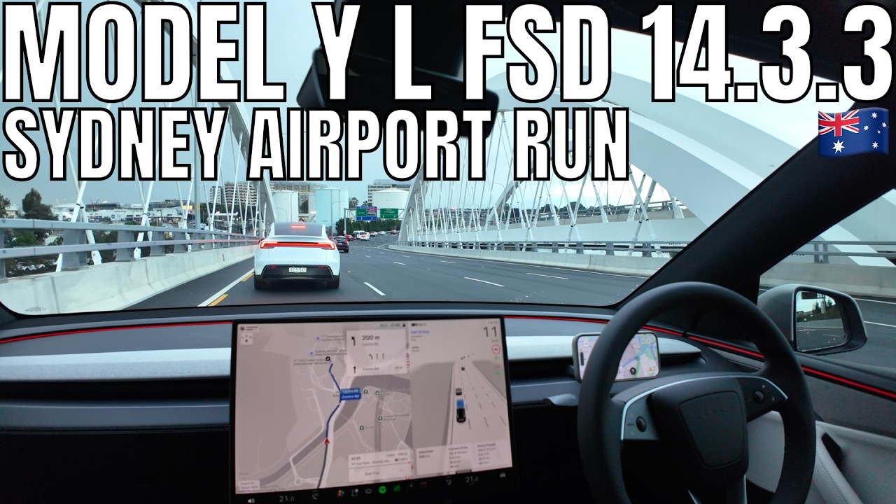 Tesla Model Y L FSD Supervised 14.3.3 Sydney Airport Morning Rush Hour