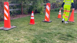 Setting Up Vertical Panels and 28” Traffic Cones