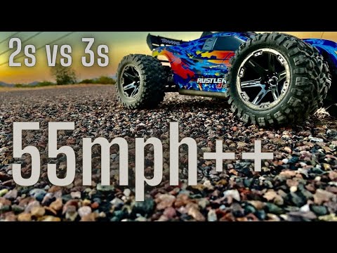 Traxxas Rustler 4x4 VXL Top Speed 2s vs. 3s