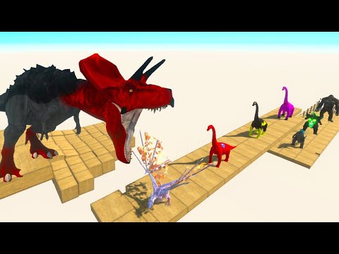 RED TRICERATOPS FPS AVATAR DEATH FALL - Animal Revolt Battle Simulator