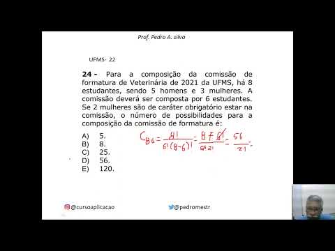 Questão da UFMS 22 Raciocínio Lógico, Análise Combinatória #vestibular #concursos #enem