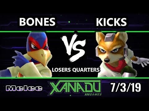S@X 309 SSBM - Bones (Falco, Falcon, Fox, Marth) Vs. Kicks (Fox, Falco, Marth) - Smash Melee LQ