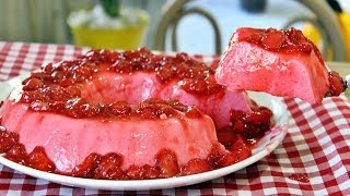 PUDIM DE MORANGO QUE NÃO VAI AO FORNO SUPER FÁCIL E RÁPIDO | Menino Prendado