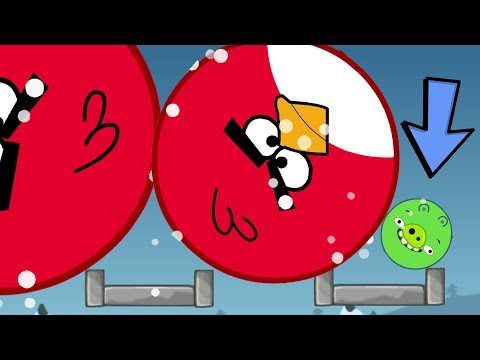 Angry Birds Kick Out Green Piggies - TWO HUGE ROUND BIRDS GOT KICKED BY TINY PIGS!