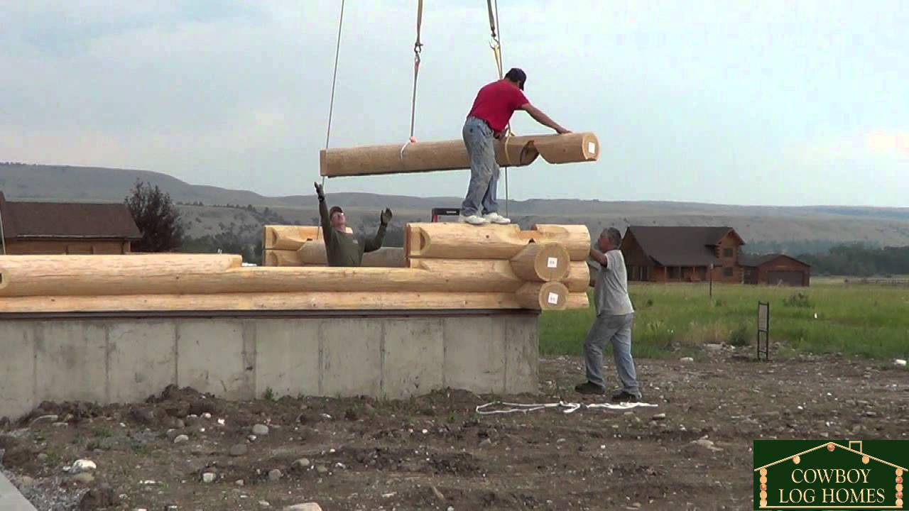 Log Stack Day 1 of 3, Custom Handcrafted Log Homes, Cowboy Log Homes