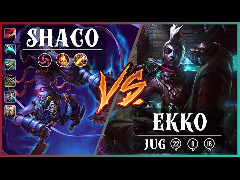 SHACO VS EKKO (JUNGLE)  - 22/6/18 - AD SHACO BUILD  GAMEPLAY