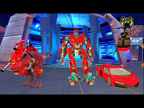 Red Bumblebee Multiple Transformation Game 21: Dino Helicopter Car Robot Battle - Android Gameplay