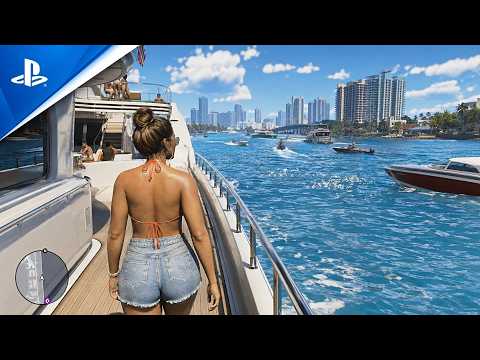 GTA 6 PS5 Gameplay in 4K Ultra HD – Lucia & Jason Explore Vice City | *Fan Made Concept Graphics*