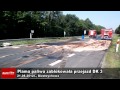 Wideo: Plama paliwa i korek na drodze krajowej nr 3