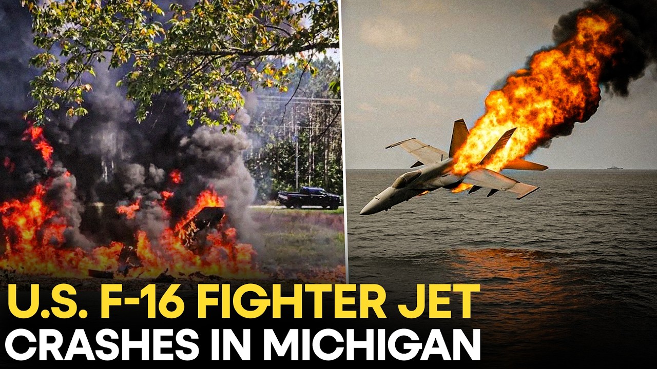 US F-16 Jet Crash Live: US F-16 Fighter Jet Crashes In Michigan, Pilot Escapes After Ejection | WION