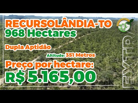 Faz. Leste do Tocantins, Recursolândia-TO 968 hectares, excelente negociação, 500 há p/ agricultura