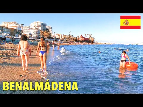 Beach Walk Benalmadena Playa Bil Bil & Arroyo de la Miel [Spain 4K Ultra HD] Evening Summer Ambience
