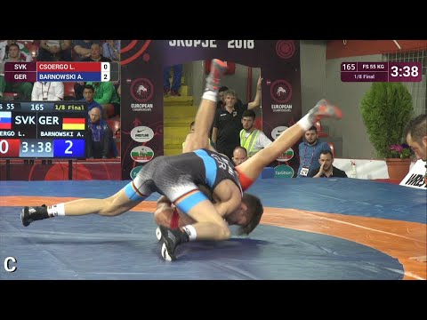 1/8 FS - 55 kg: L. CSOERGO (SVK) v. A. BARNOWSKI (GER)