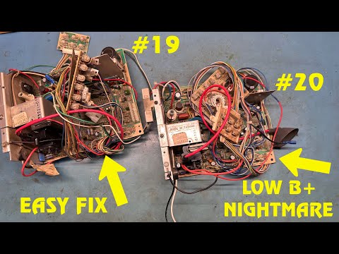 25" K7000 Arcade Monitor Repair - Blowing Fuses #19 and #20 - One Easy, One Not. B+ Stuck At 116vdc!