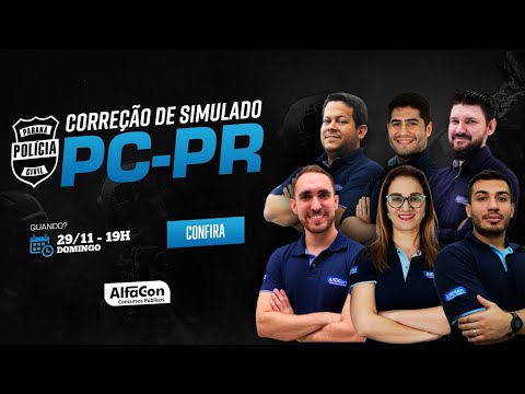 AO VIVO Correção de Simulado - Carreiras Policiais #EDITALABERTO  Investigador PC PR  - #AlfaCon