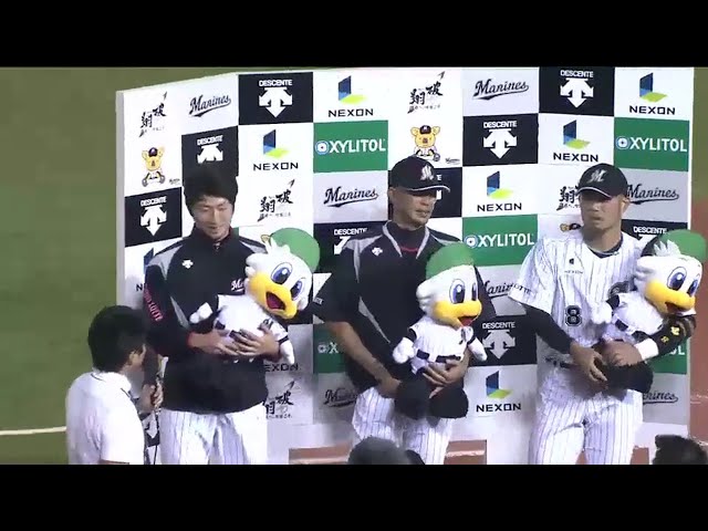 マリーンズ石川投手・福浦選手・今江選手ヒーローインタビュー 2014/8/5 M-E