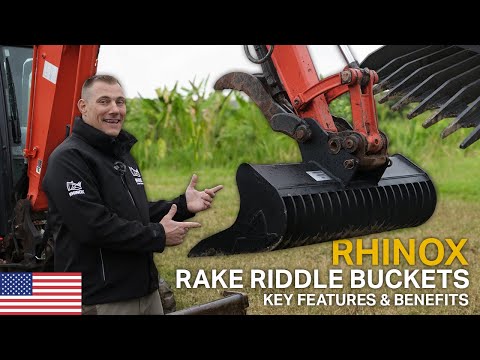 MINI EXCAVATOR RAKE RIDDLE BUCKETS - The BEST 2-in-1 attachment | Rhinox Group US