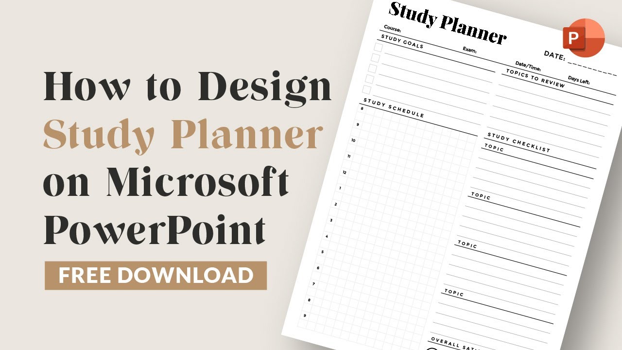 How to design minimalistic study planner on Microsoft PowerPoint | DIY printable | Free Download