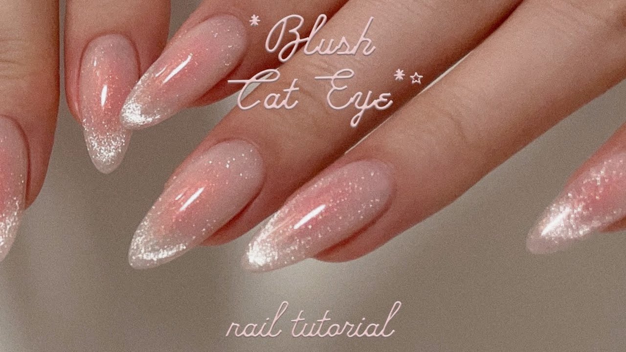 Blush Cat Eye Nails at home 🐈‍⬛💕 | DYI Magnet gel polish | Cat Eye French Nails