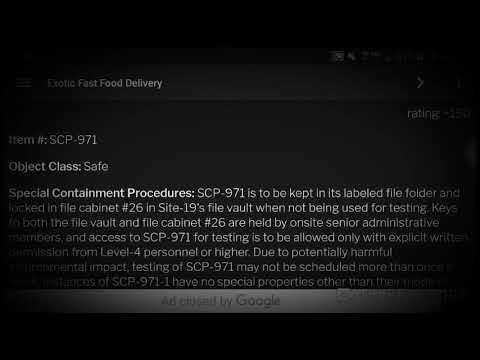 SCP-971 "Exotic Fast Food Delivery" (Object Class: Safe) |Transfiguration/Food SCP|