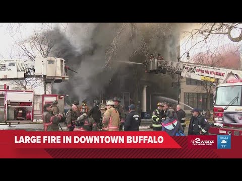 Firefighters battle large fire in downtown Buffalo