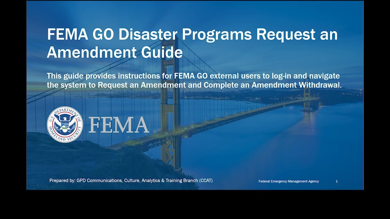 FEMA GO Disaster Programs Request an Amendment
