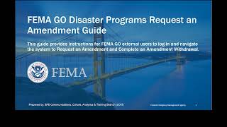 FEMA GO Disaster Programs Request an Amendment