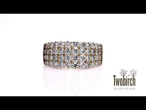 2.04 Carat Four Row Wide Domed Anniversary Ring - TwoBirch SKU TB-WR-0231-YG-P