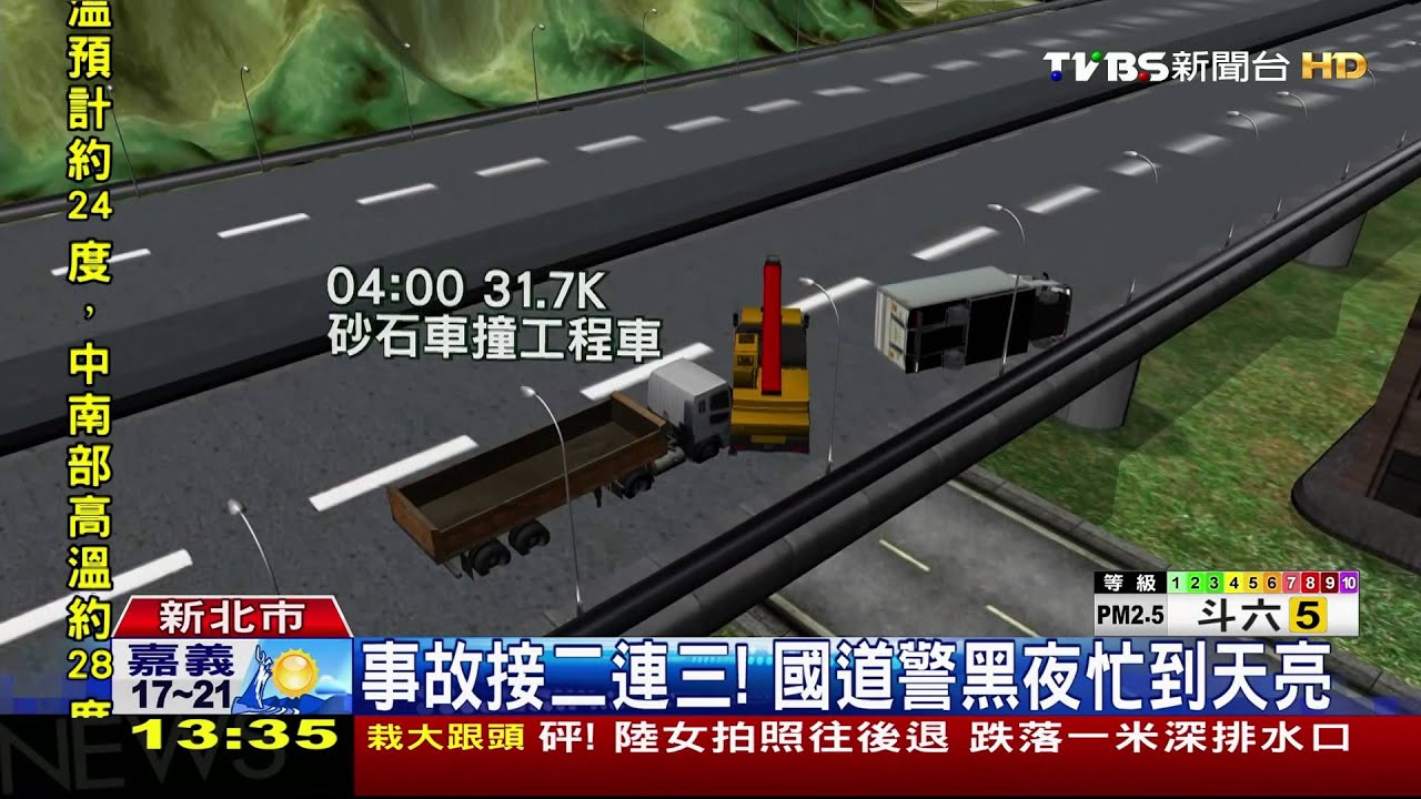 疑分心看翻覆事故 客運撞翻小貨車