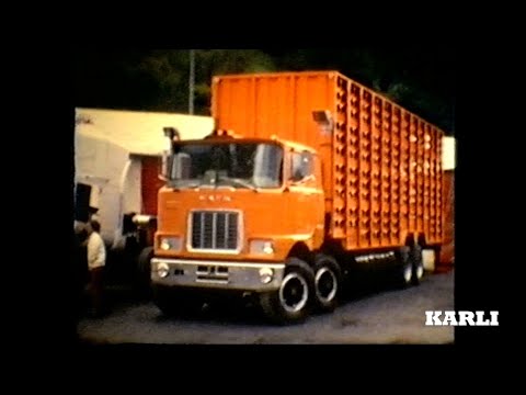 Trucker Treffen Flüelen Uri Schweiz ca.1980 , Lastwagen , Lkw , Camion