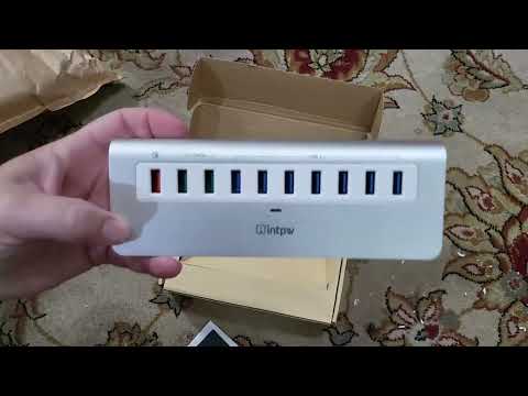 Intpw Powered USB Hub 10Gbps, 10 Port USB 3 1 Gen 2 Hub Review, Well made charger data hub